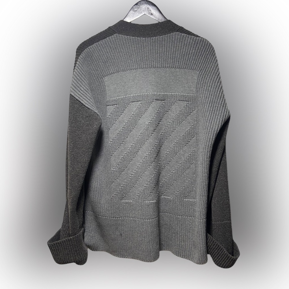 Off White Women's Gray Diagonal Stripe Colorbock Cardigan Sweater Size 40 $933